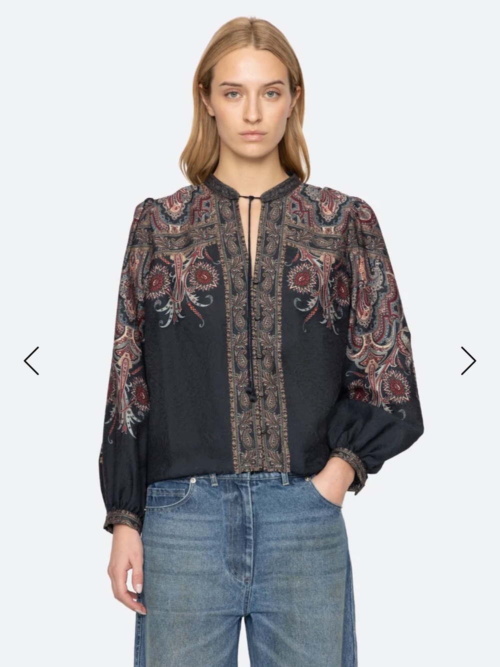 Sage Paisley Print Blouse Size Small